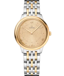 Omega De Ville Prestige 30 mm Yellow Dial Stainless Steel and 18k Yellow Gold Bracelet 434.20.30.60.08.001