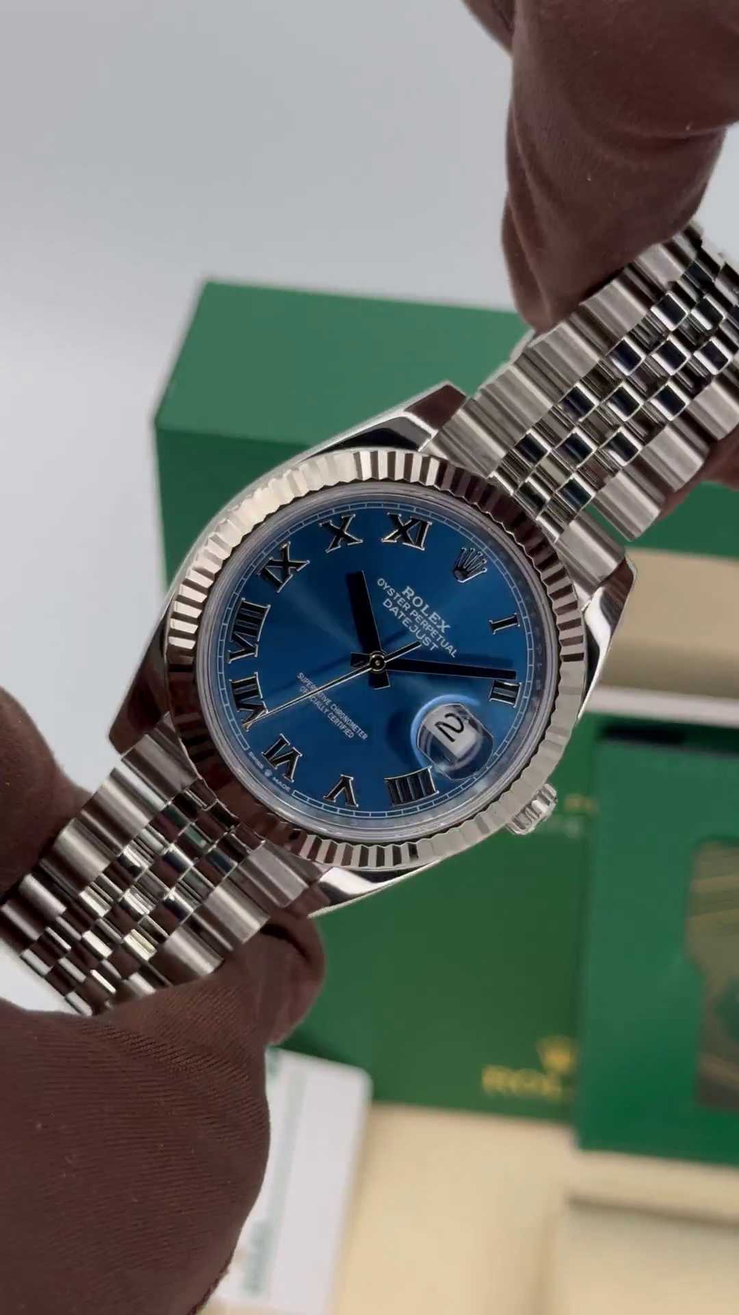 Rolex Datejust 41mm 126334 Blue Roman Oyster Stainless Steel Men's Watch - Image 14