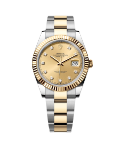 Rolex Datejust 41mm Two-Tone Yellow Gold Fluted Bezel Champagne Diamond Dial Oyster - 126333
