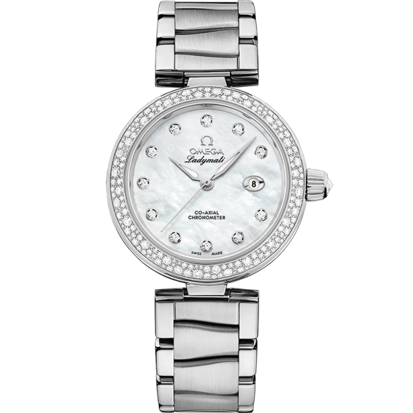 Omega De Ville Ladymatic 34mm White Dial with Diamonds Stainless Steel Bracelet 425.35.34.20.55.002