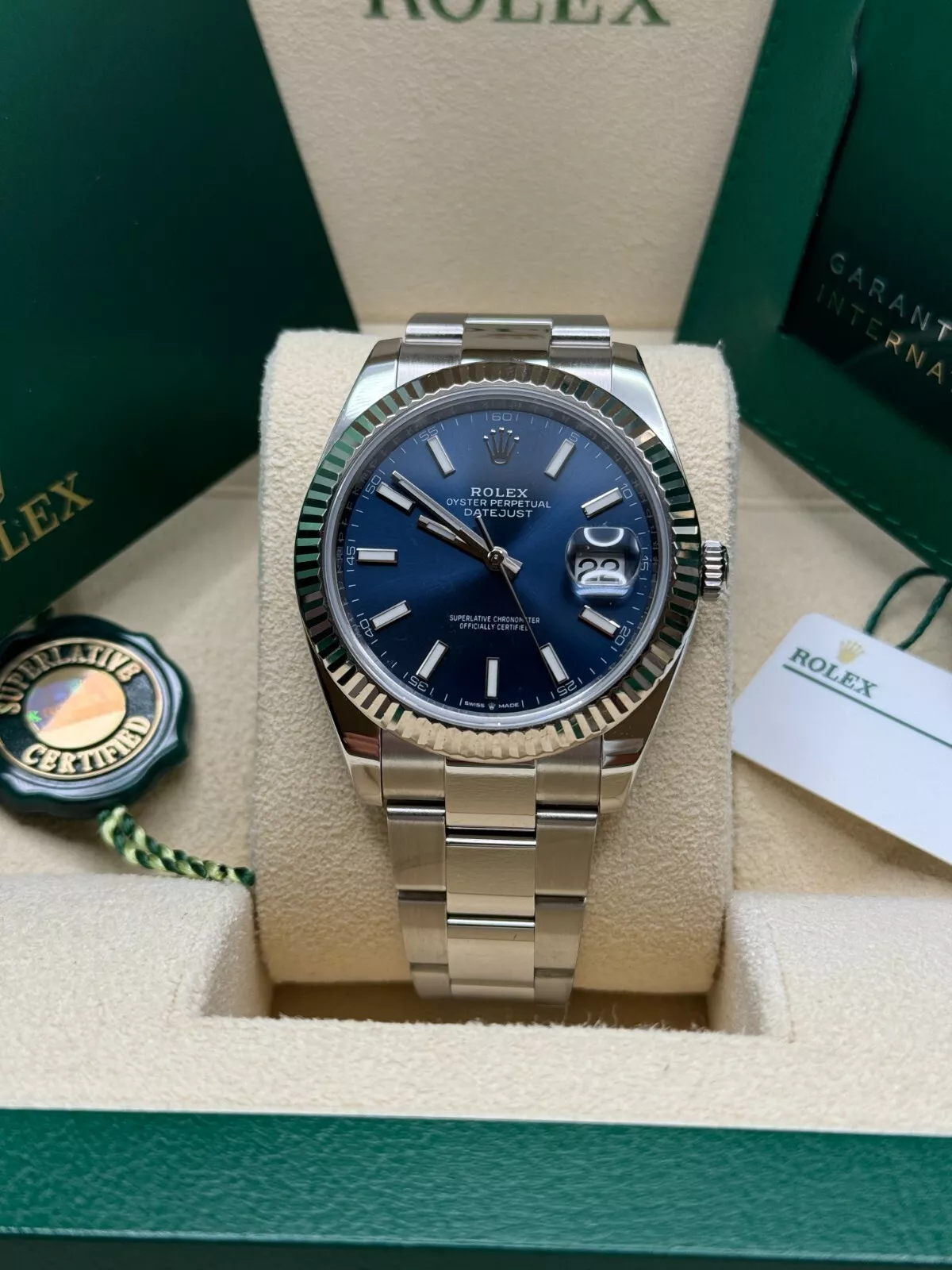 Rolex Datejust 41mm 126334 Blue Index Oyster Stainless Steel Men's Watch - Image 3