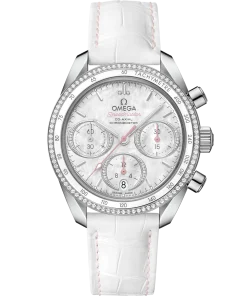 Omega Speedmaster 38 White Dial 38 mm with Diamonds Stainless Steel Strap 324.38.38.50.55.001