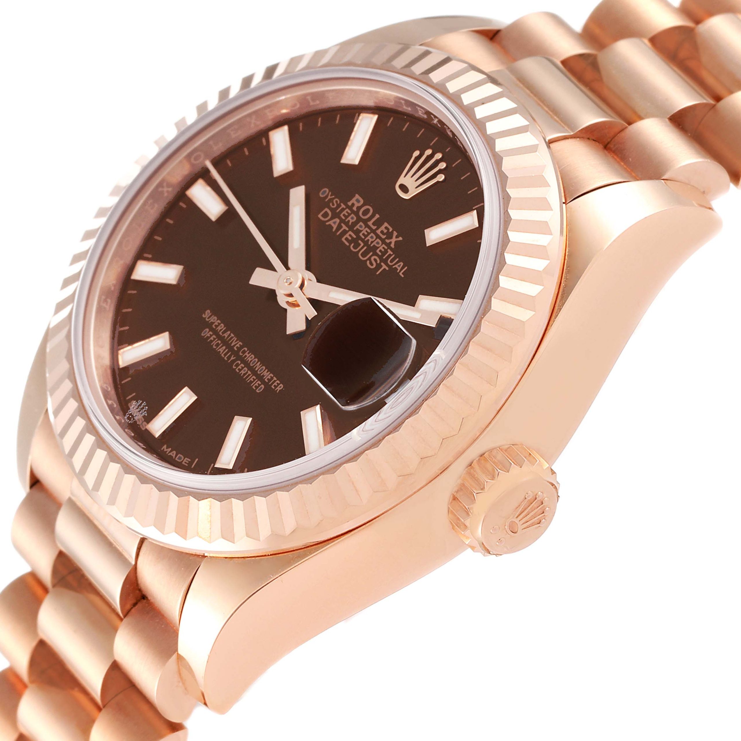 Rolex Lady-Datejust 28mm 279175 Chocolate Dial President Everose Gold - Image 6