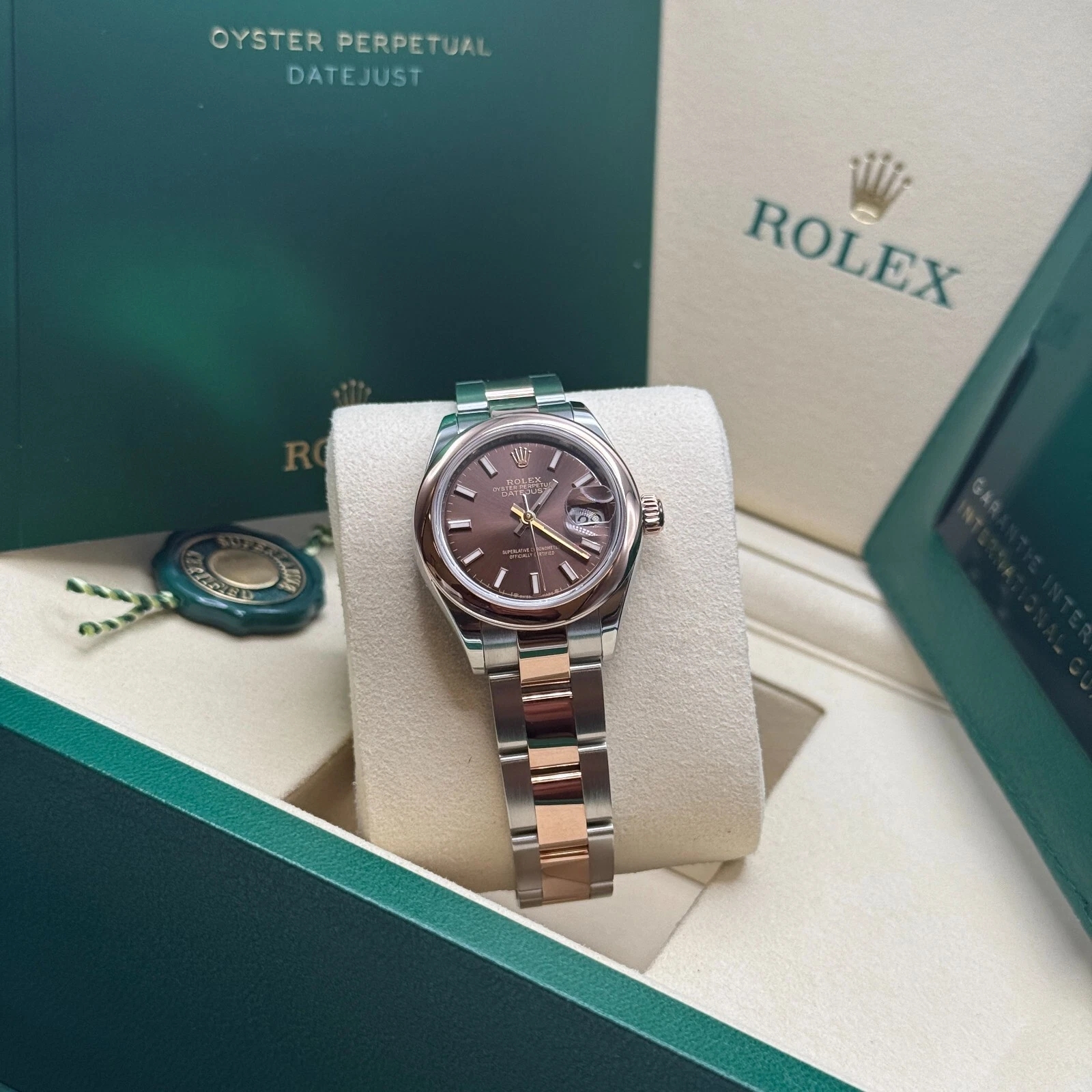 Rolex Lady-Datejust 28mm 279161 Chocolate Stick Dial, Two Tone Stainless Steel & 18K Rose Gold Oyster Bracelet Women's Watch - Image 9