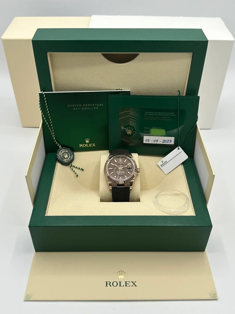 Rolex Sky-Dweller 42mm Rose Gold Chocolate Dial Oysterflex - 336235 - Image 11