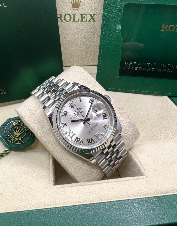 Rolex Datejust 36mm 126234 White Roman Dial Oyster Stainless Steel Mens - Image 4