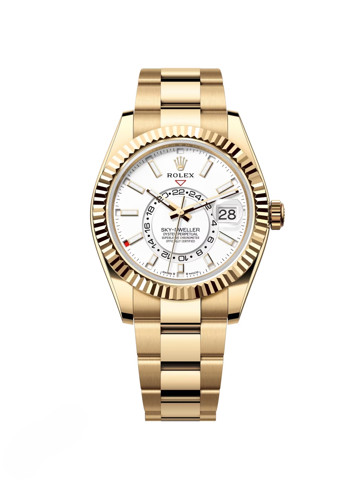 Rolex Sky-Dweller 42mm 336938-0003 Yellow Gold White Dial