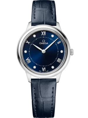 Omega De Ville Prestige 30 mm Blue Dial with Diamonds Stainless Steel Strap 434.13.30.60.53.001