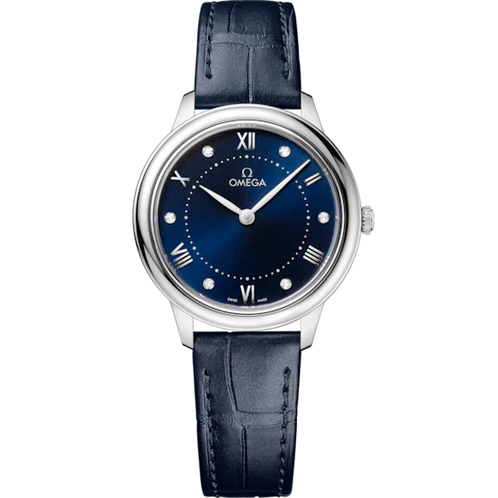 Omega De Ville Prestige 30 mm Blue Dial with Diamonds Stainless Steel Strap 434.13.30.60.53.001