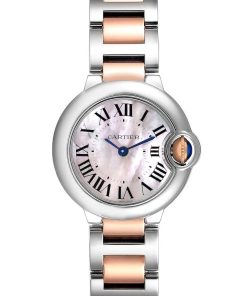 Cartier BALLON BLEU Pink Mother of Pearl Dial 28mm