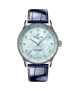 Breitling Navitimer 32mm Ladies Watch Blue Mother Of Pearl Alligator A77320171C1P1