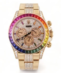 Diamond Rolex Cosmograph Daytona 116505 Custom Rainbow Diamond 18K Rose Gold 40mm
