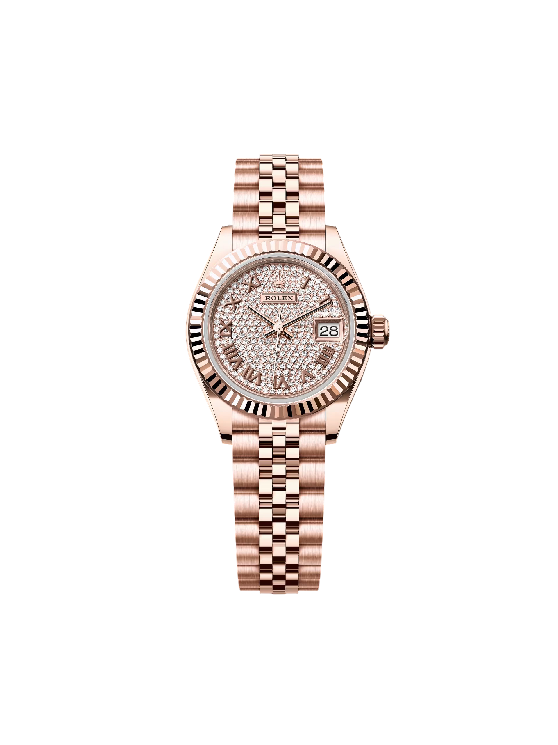 Rolex Lady-Datejust 28mm 279175 Diamond-Paved Dial Jubilee Everose Gold