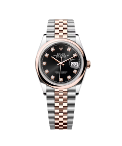 Rolex Datejust 36mm 126201 Bright Black Dial Jubilee Bracelet Watch