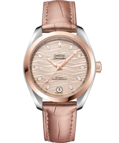 Omega Seamaster Aqua Terra 150M 34 mm Grey Dial with Diamonds Stainless Steel and Sedna™ 18k Rose Gold Strap 220.23.34.20.59.001