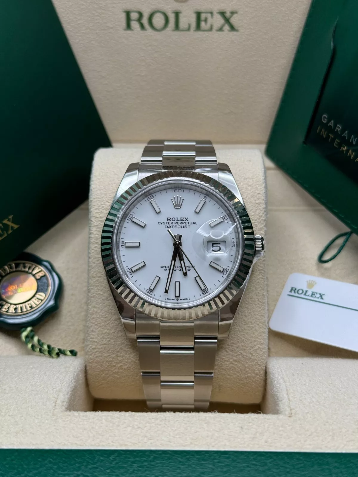 Rolex Datejust 41mm White Index Oyster Stainless Steel Men's Watch - 126334 - Image 11