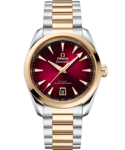 OMEGA Seamaster Aqua Terra 41 mm Red Dial Stainless Steel and Sedna™ 18k Yellow Gold Bracelet 220.20.38.20.10.002