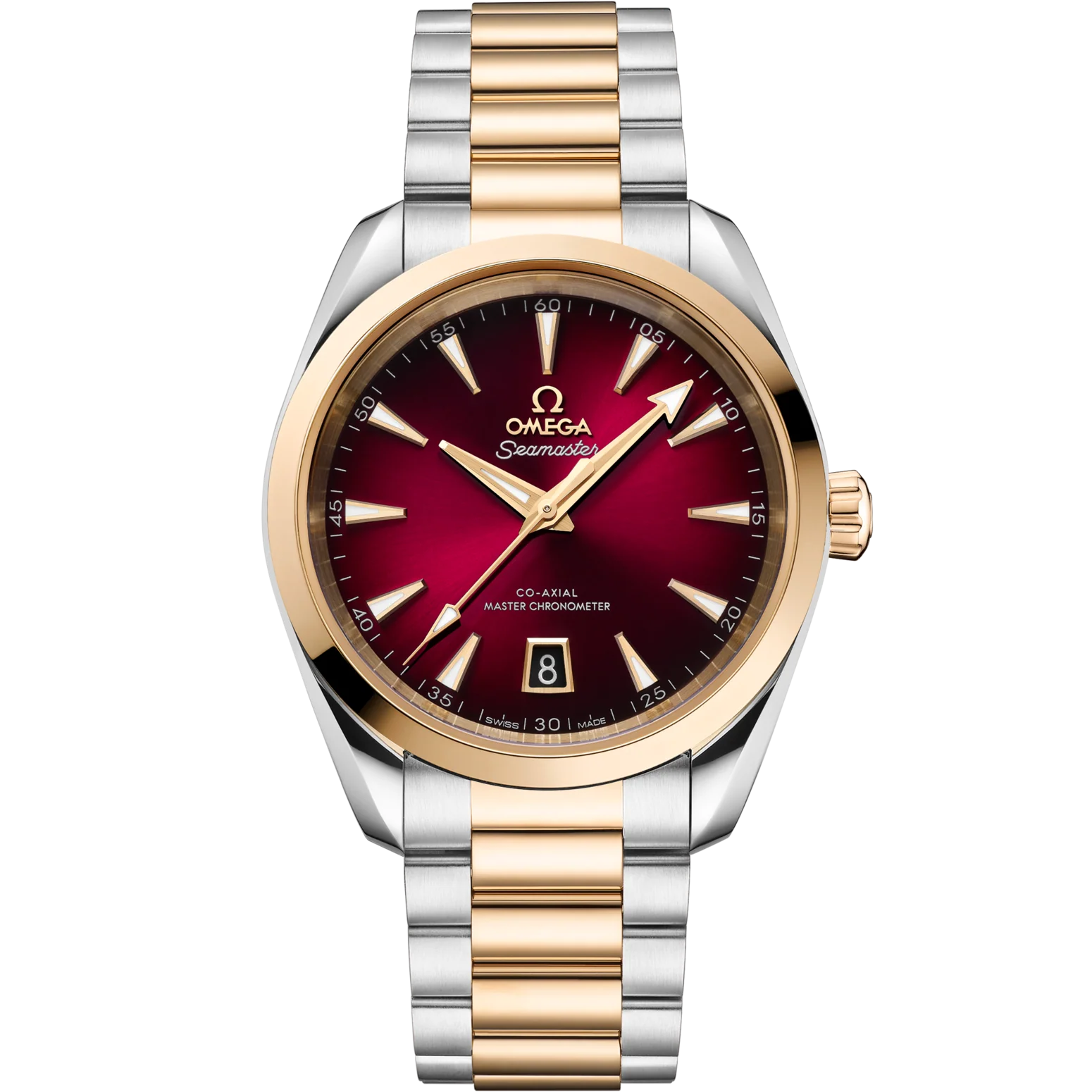 OMEGA Seamaster Aqua Terra 41 mm Red Dial Stainless Steel and Sedna™ 18k Yellow Gold Bracelet 220.20.38.20.10.002