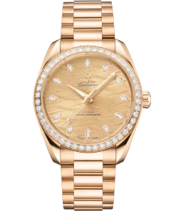 Omega Seamaster Aqua Terra 150M 38 mm Yellow Dial  Moonshine™ 18k Rose Gold Bracelet 220.55.38.20.99.002