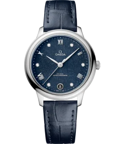 Omega De Ville Prestige 34 mm Blue Dial with Diamonds Stainless Steel Strap 434.13.34.20.53.002