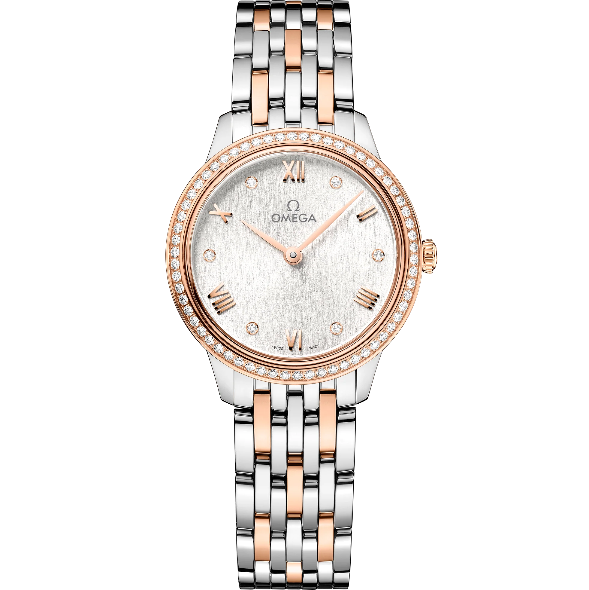 Omega De Ville Prestige, 18k Sedna™ Gold, Stainless Steel and Diamond-set, 27.5mm Quartz 434.25.28.60.52.001