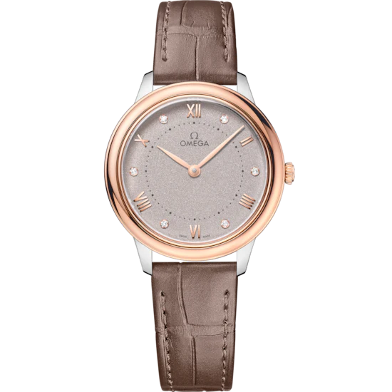 Omega De Ville Prestige 30 mm Silver Dial with Diamonds Stainless Steel and Sedna™ 18k Rose Gold Strap 434.23.30.60.52.001