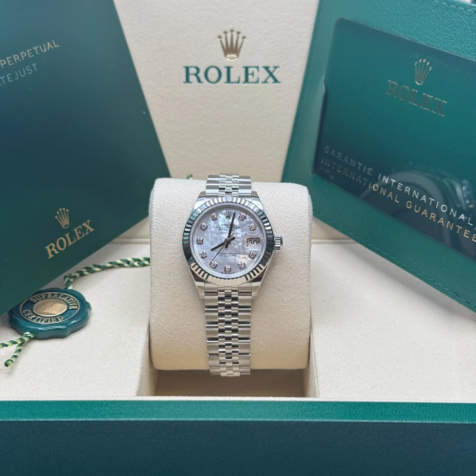 Rolex Lady-Datejust 28mm 279174 Mother Of Pearl Diamond Dial Oyster Bracelet - Image 9