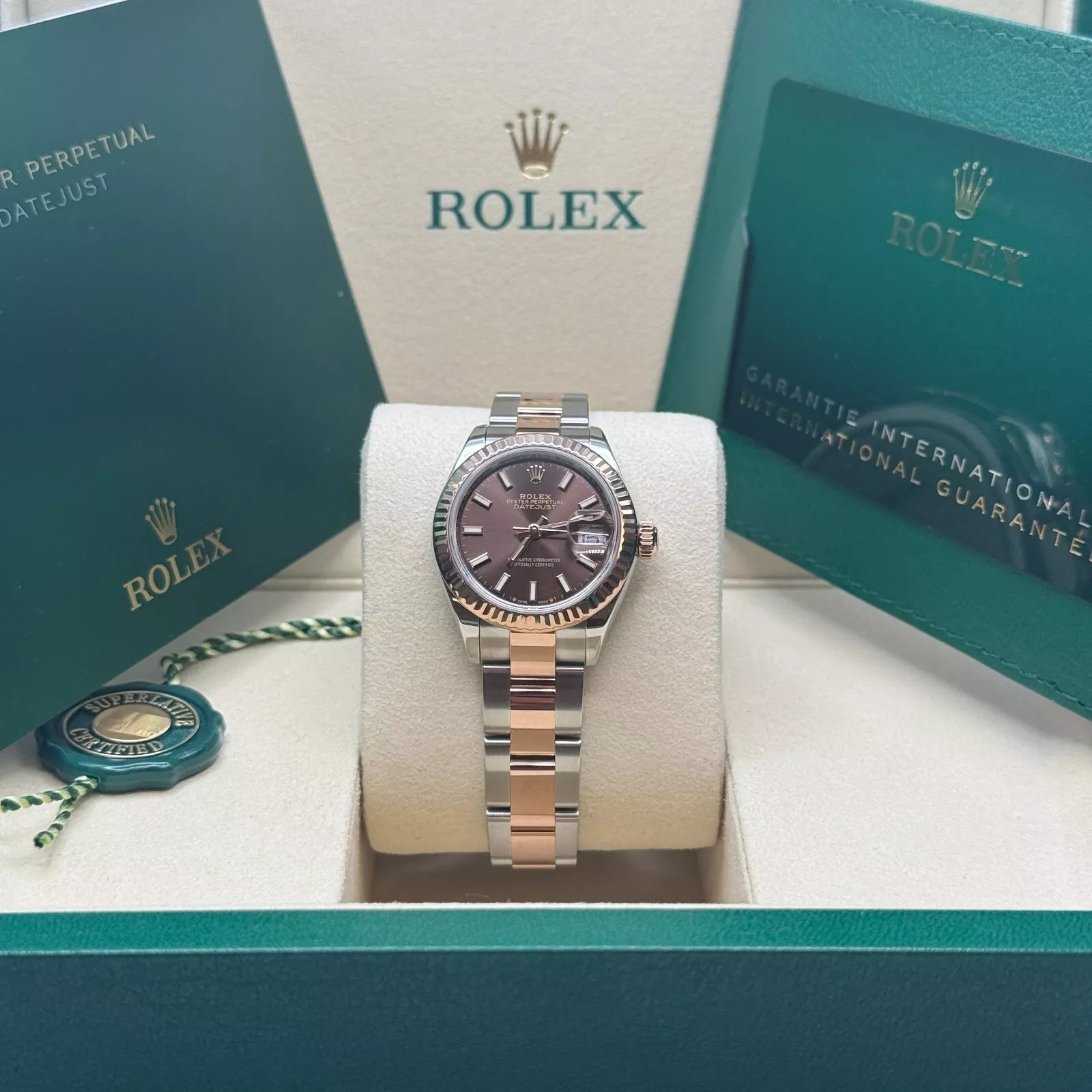 Rolex Lady-Datejust 28mm 279171 Chocolate Index Oyster Stainless Steel and Rose Gold - Image 3