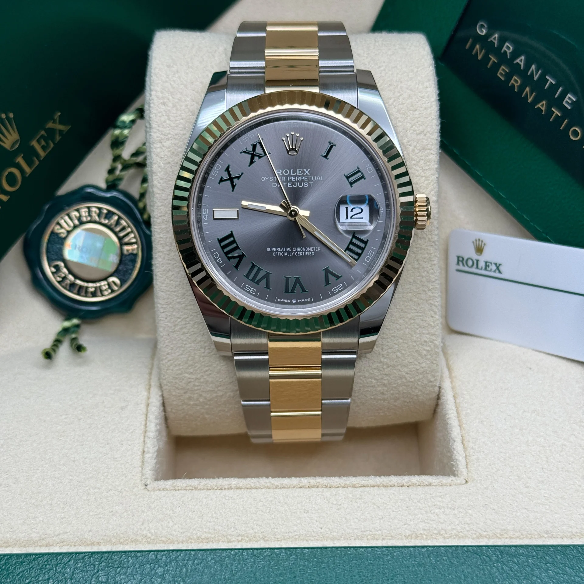 Rolex Datejust 41mm 126333 Two-Tone Yellow Gold Fluted Bezel "Wimbledon" Dial Oyster - Image 7