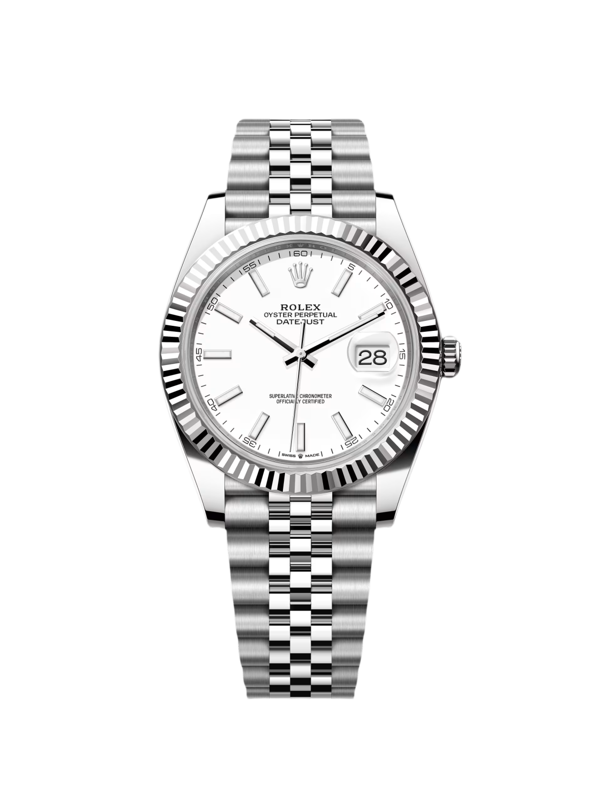 Rolex Datejust 41mm White Index Oyster Stainless Steel Men's Watch - 126334