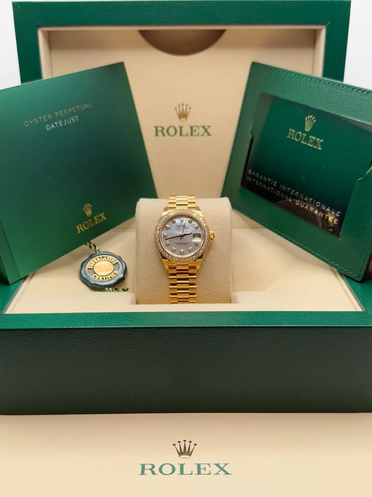 Rolex Lady-Datejust 28mm 279138RBR White Mother-of-Pearl Dial President Bracelet Watch - Image 10