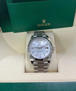 Alternative view of Rolex  Day-Date "President" 40mm White Gold Mother of Pearl Diamond Baguette Dial - 228239