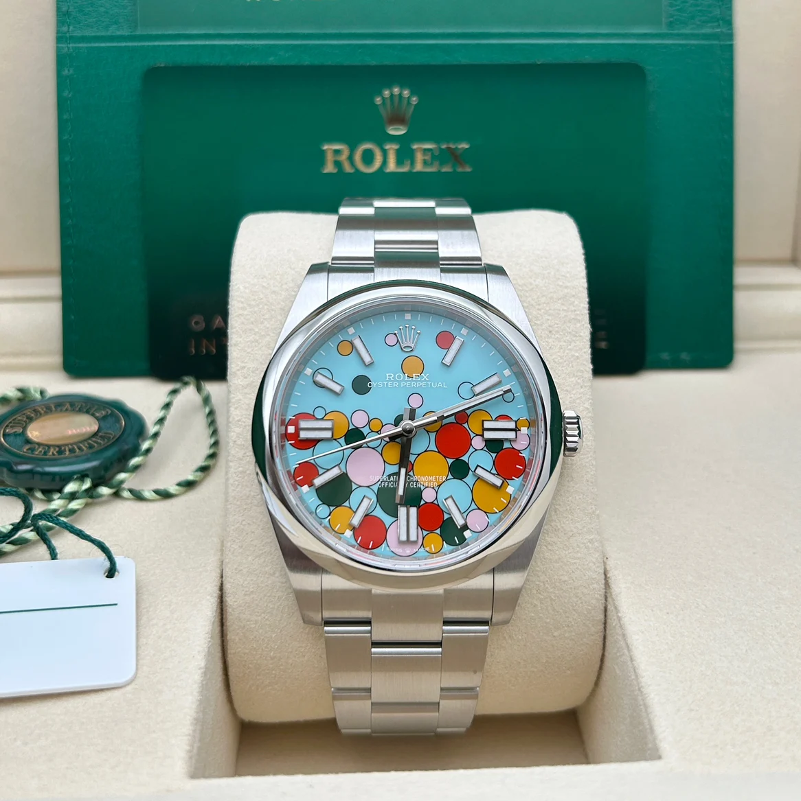 Rolex 124300-0008 Oyster Perpetual 41mm Turquoise blue Celebration Dial - Image 2