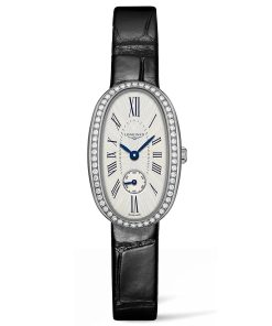 Longines Women's L23060710 Symphonette Diamond Black Leather Watch