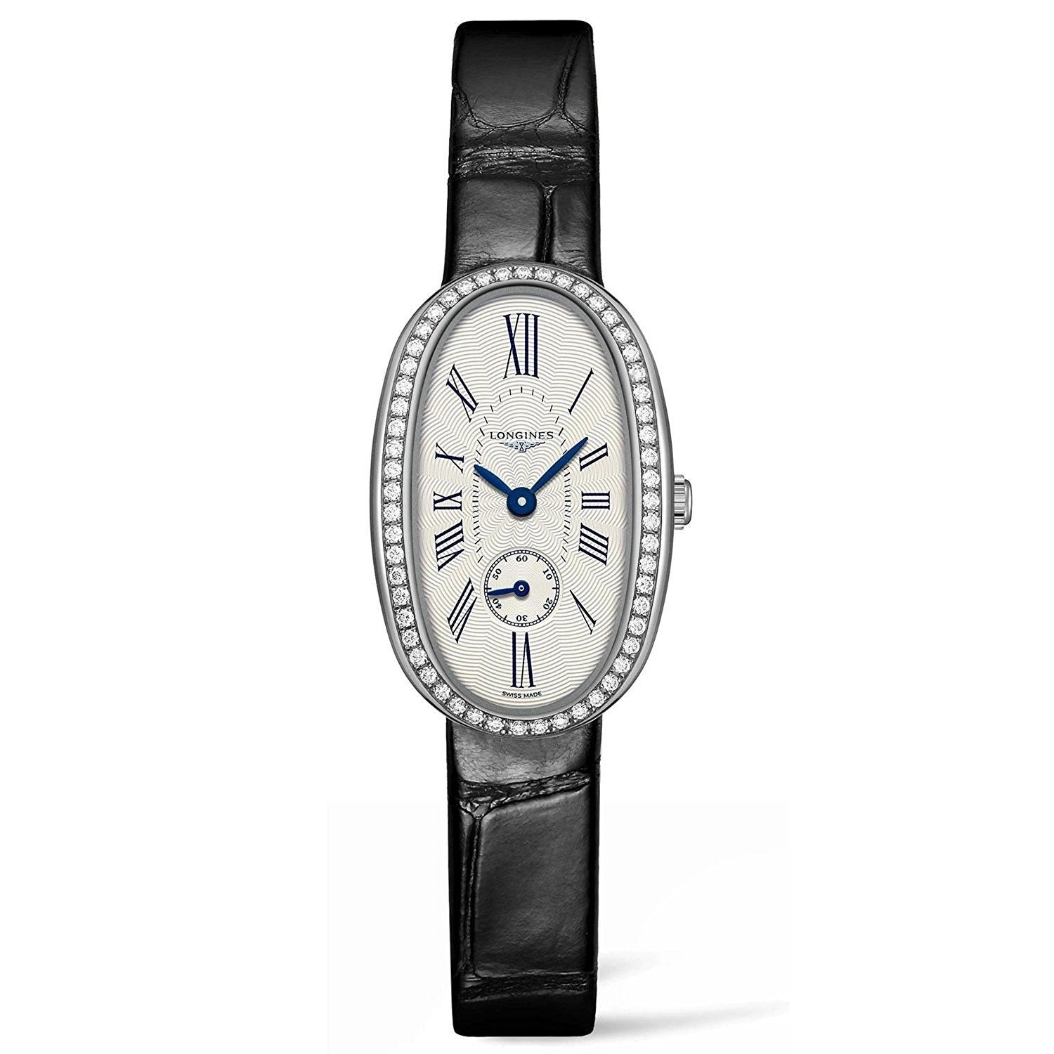 Longines Women's L23060710 Symphonette Diamond Black Leather Watch