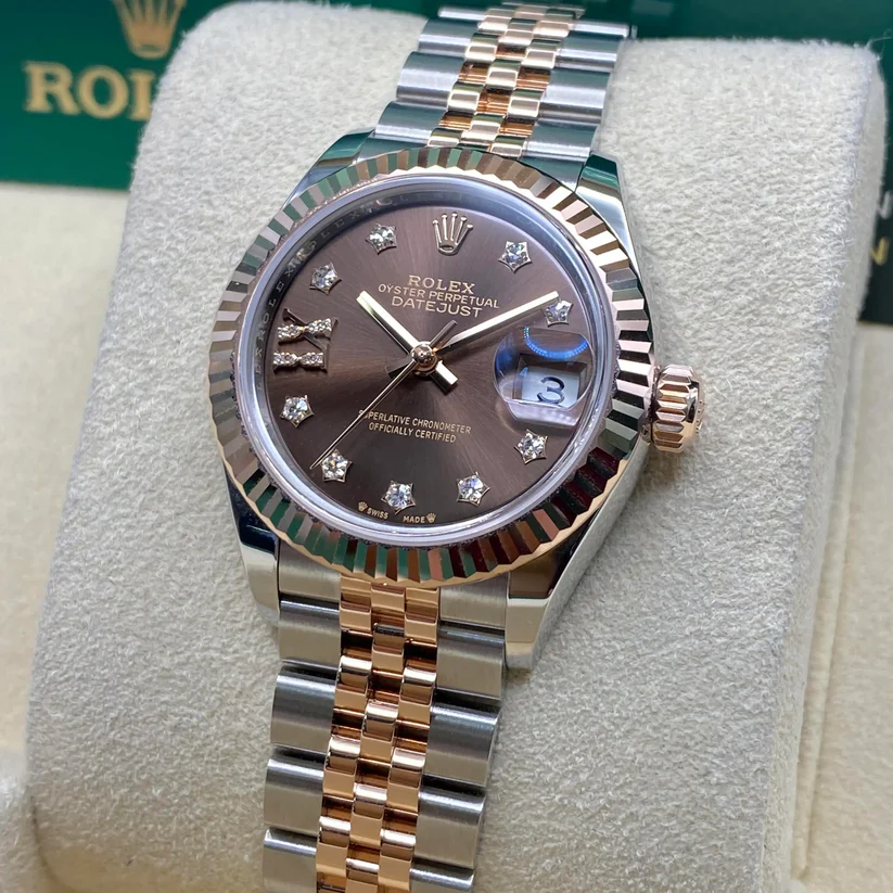 Rolex Lady-Datejust 28mm 279171 Chocolate Diamond Set Oyster Stainless Steel and Rose Gold - Image 4