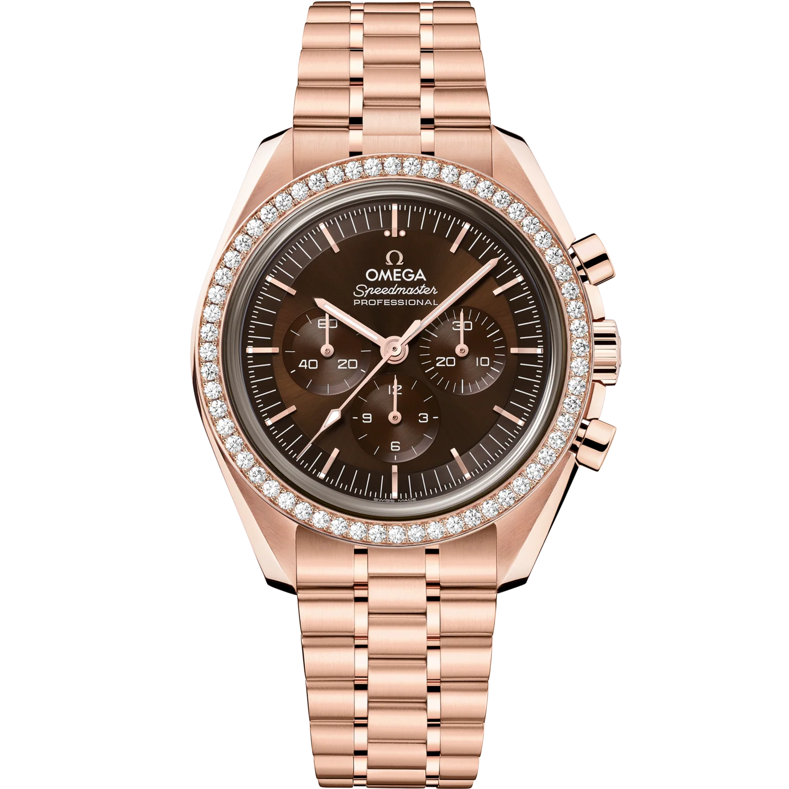 Omega Speedmaster Moonwatch Professional 42mm Brown Dial with Diamonds Sedna™ 18k Rose Gold Bracelet 310.55.42.50.13.001