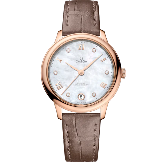 Omega De Ville Prestige 34 mm White Dial with Diamonds Sedna™ 18k Rose Gold Strap 434.53.34.20.55.001