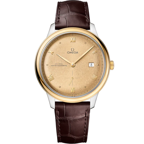 Omega De Ville Prestige 41 mm Yellow Dial Stainless Steel and 18k Yellow Gold Strap 434.23.41.20.08.001