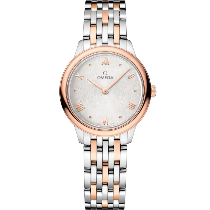 Omega De Ville Prestige 27.5 mm Silver Dial 18k Yellow Gold Bracelet 434.20.28.60.02.001