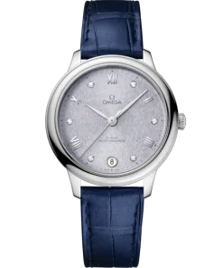 Omega De Ville Prestige 34 mm Blue Dial with Diamonds Stainless Steel Strap 434.13.34.20.53.001