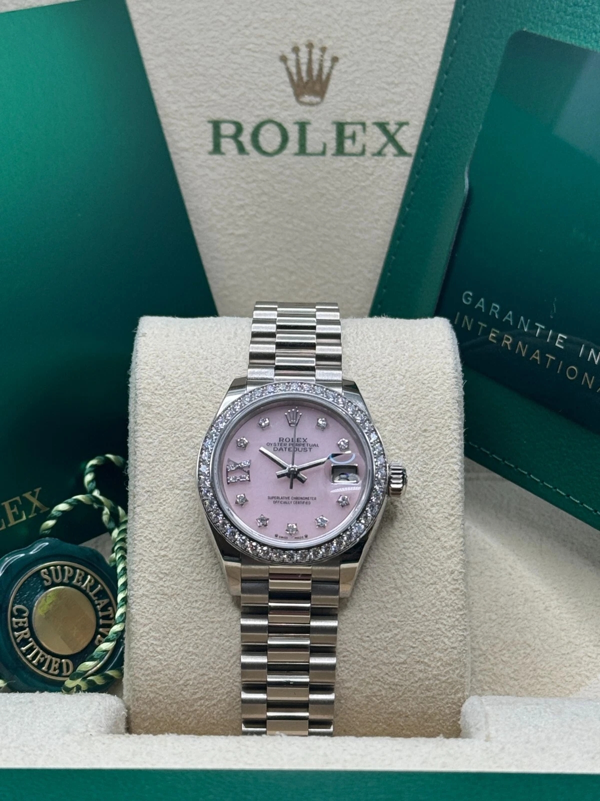 Rolex Lady-Datejust 28mm 279139RBR Pink Opal Diamond Dial and Diamond Bezel White Gold Bracelet - Image 2