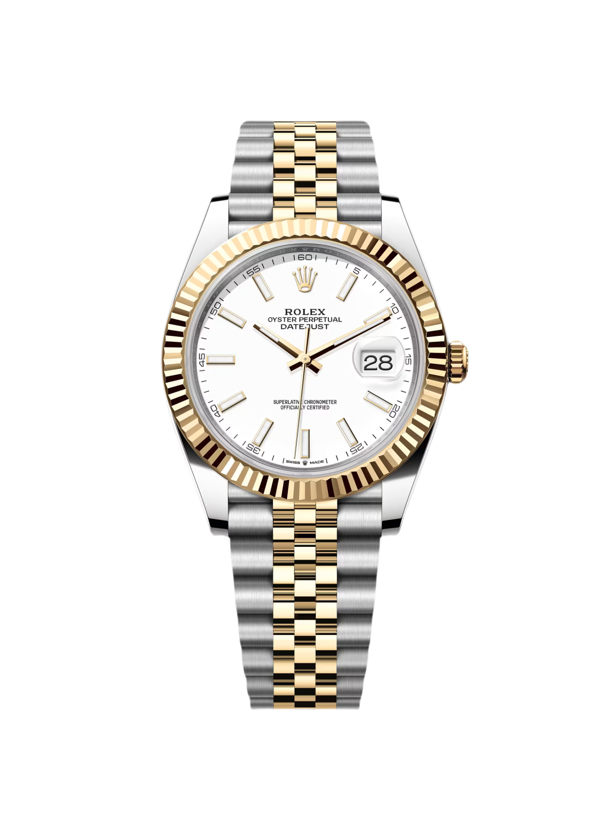 Rolex Datejust 41mm 126333 White Index Oyster Steel and Yellow Gold Mens Watch