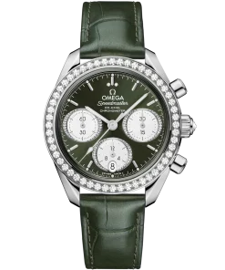 Omega Speedmaster 38 Green Dial 38mm with Diamonds Stainless Steel Strap 324.18.38.50.60.001