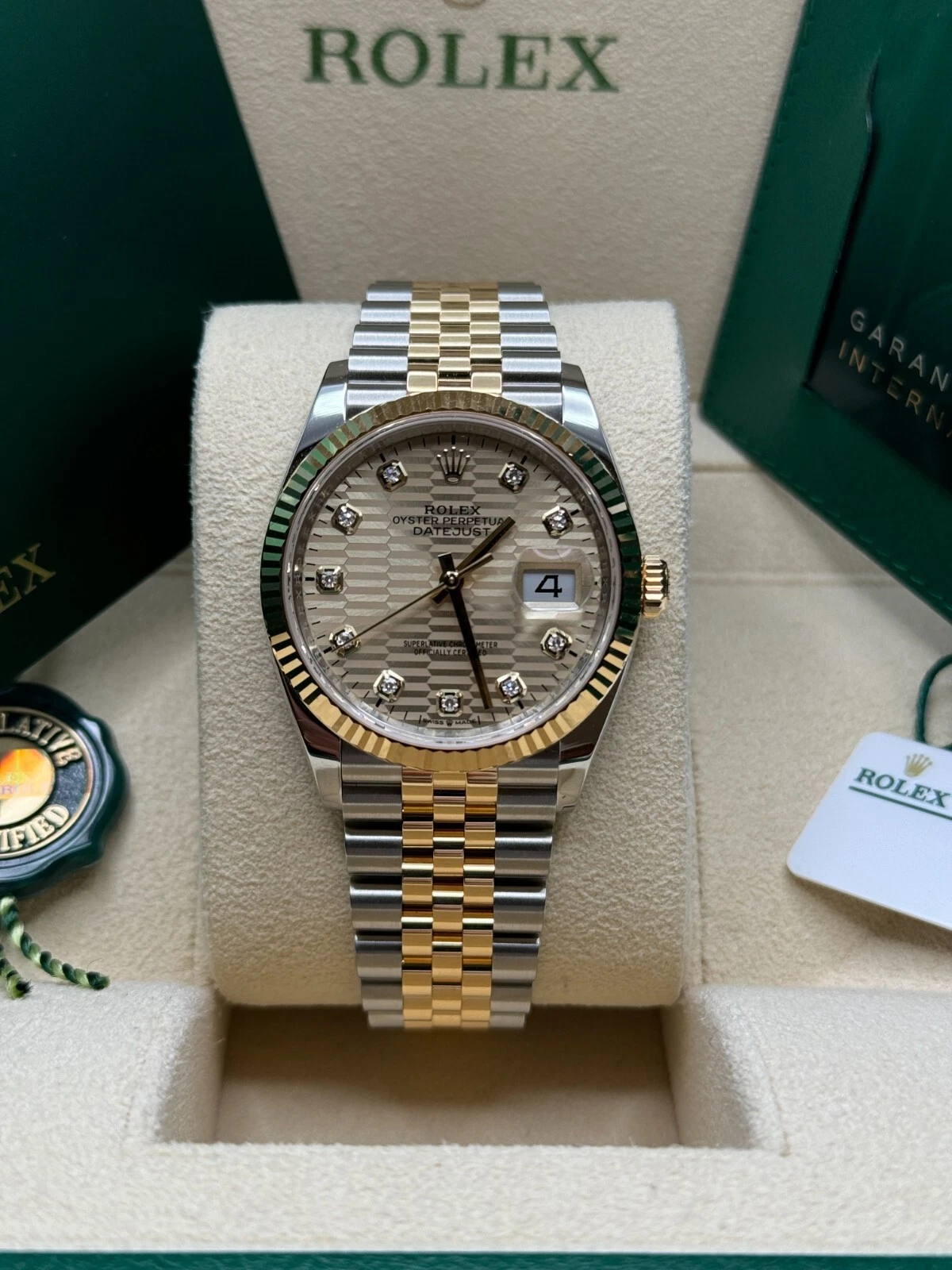 Rolex Datejust 36mm 126233 Champagne Fluted Motif Diamond Dial Jubilee Bracelet - Image 3