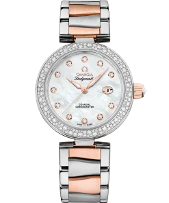 Alternative view of Omega De Ville Ladymatic 34mm White Dial with Diamonds Stainless Steel Sedna™ 18k Rose Gold Bracelet 425.25.34.20.55.004