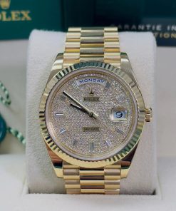 Alternative view of Rolex Yellow Gold President Day Date 40mm Diamond Pave Dial - 228238