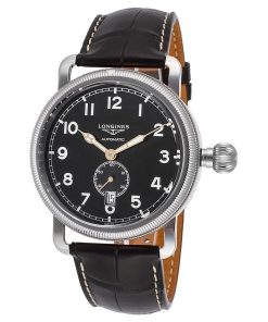 Longines Men's L27774532 Avigation Automatic Black Leather Watch