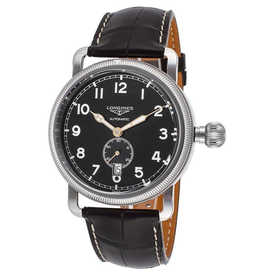 Longines Men's L27774532 Avigation Automatic Black Leather Watch