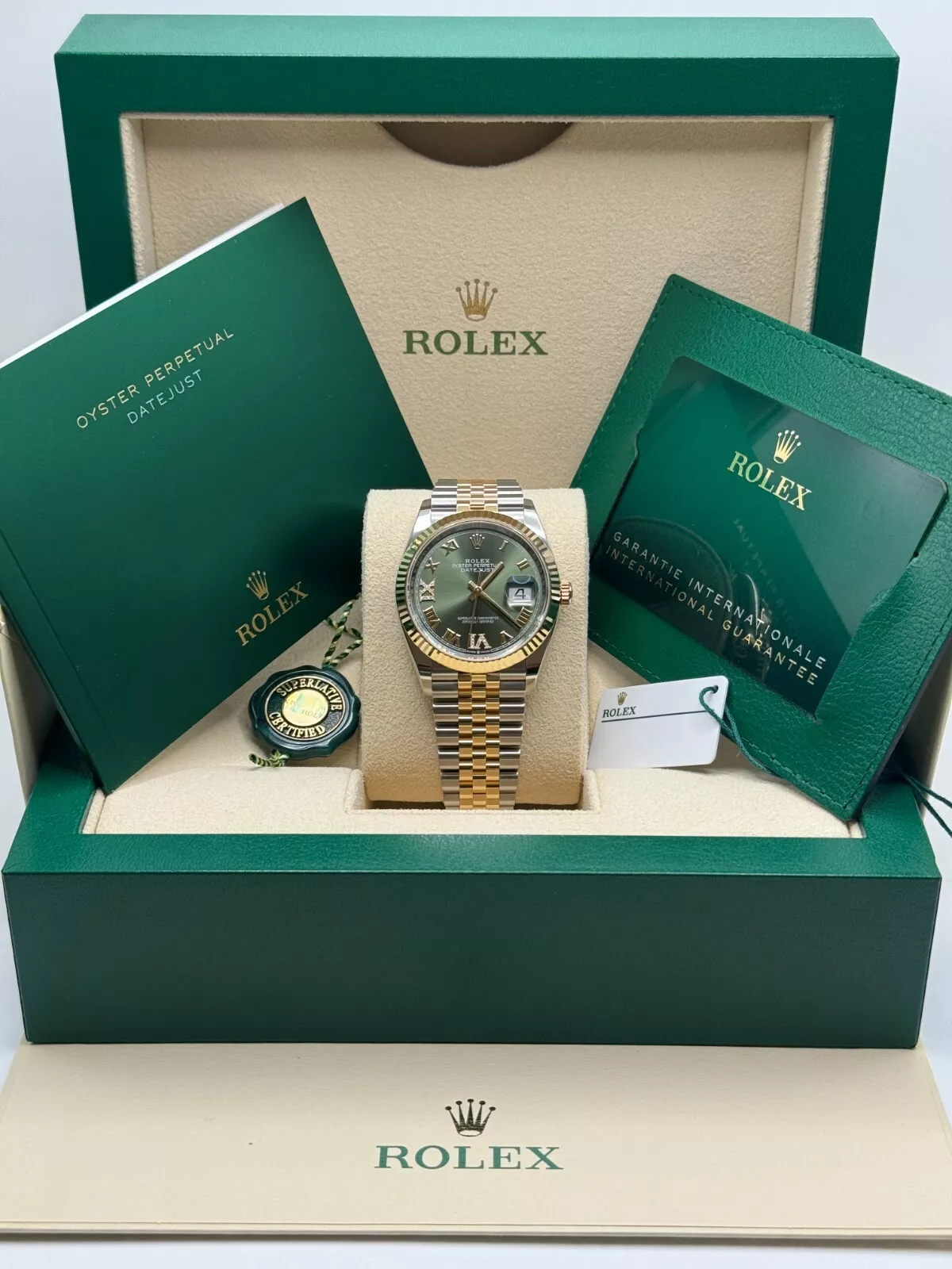 Rolex Datejust 36mm 126233 Olive-green Roman Diamond Dial Two-Tone Jubilee Bracelet - Image 8